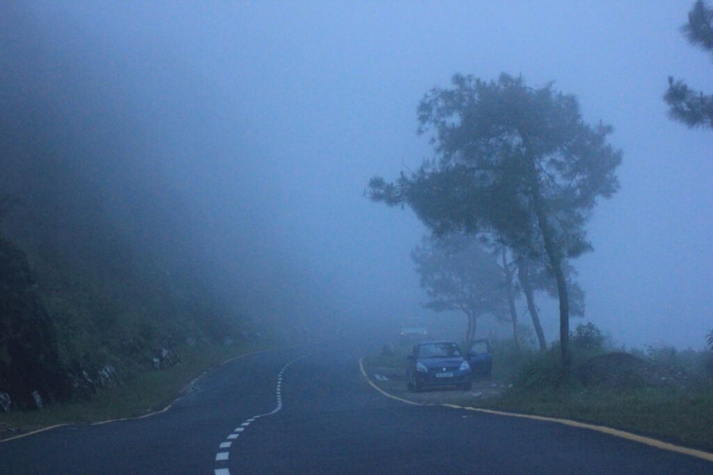 A foggy morning on the roads of Meghalaya